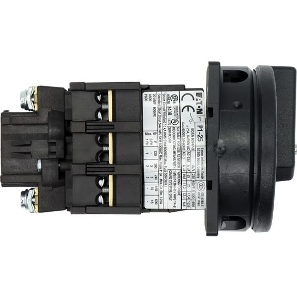 Main switch, P1, 25 A, flush mounting, 3 pole, STOP function, With black rotary handle and locking ring, Lockable in the 0 (Off) position image 2