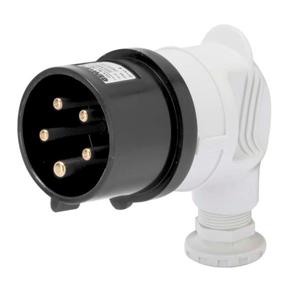 90° PLUG - IP44 - 3P+N+E 16A 480-500V 50/60HZ - BLACK - 7H - SCREW WIRING image 2