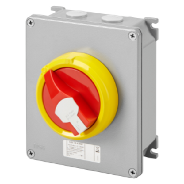 ROTATORY ISOLATOR - HP- SURFACE-MOUNTING - EMERGENCY - METAL BOX - 32A 3P - LOCKABLE RED KNOB - IP66 image 1