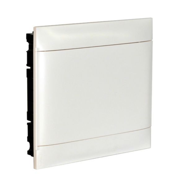 2X18 module recessed box - White door - Earth terminal block - Masonry wall image 1