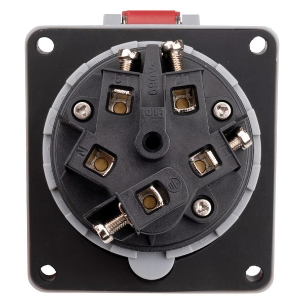 CEE-Panel mounting socket,5-pole, 63A, 400V, IP44, Angle 15ø image 3