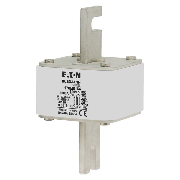 Fuse-link, high speed, 1000 A, AC 690 V, DIN 3, 76 x 90 x 139 mm, aR, DIN, IEC, single indicator image 5