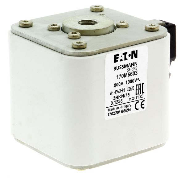 Fuse-link, high speed, 900 A, AC 1000 V, size 3, 76 x 92 x 75 mm, aR, IEC, single indicator image 21