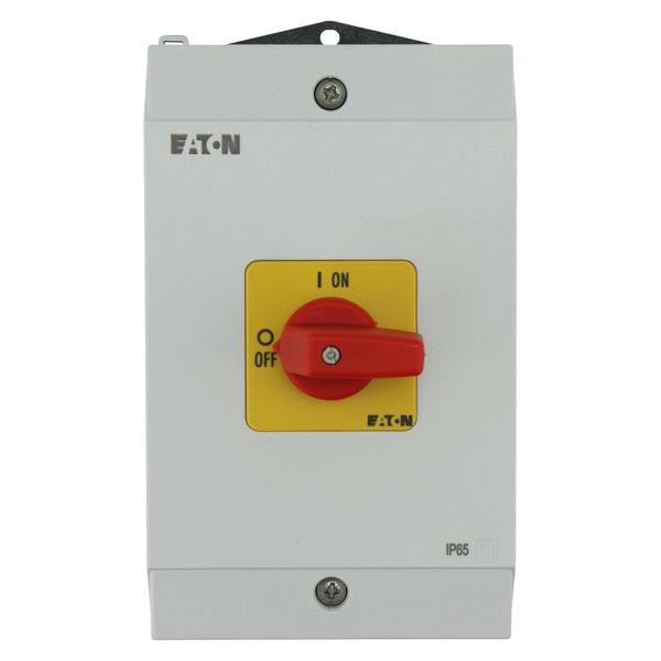 On-Off switch, P1, 40 A, surface mounting, 3 pole + N, Emergency switching off function, with red thumb grip and yellow front plate, hard knockout ver image 9