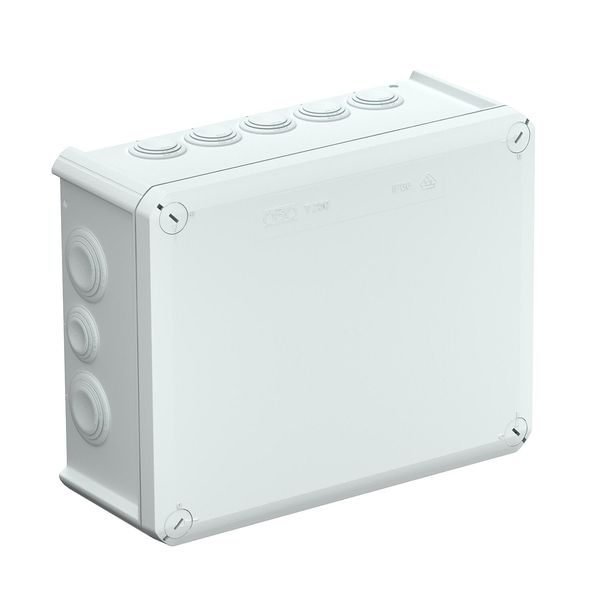 T 250 F  Branch square box, with outlets, 240x190x95, light gray Polypropylene, reinforced with glass fiber image 1