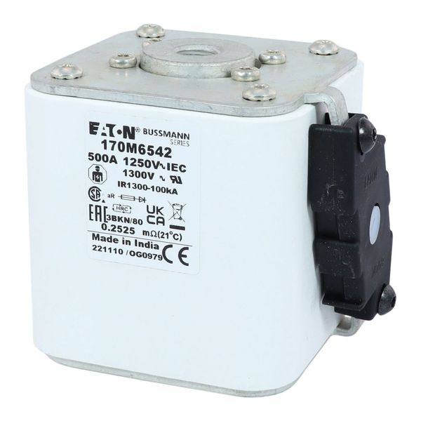 Fuse-link, high speed, 500 A, AC 1250 V, size 3, 76 x 92 x 83 mm, aR, IEC, UL, single indicator image 11