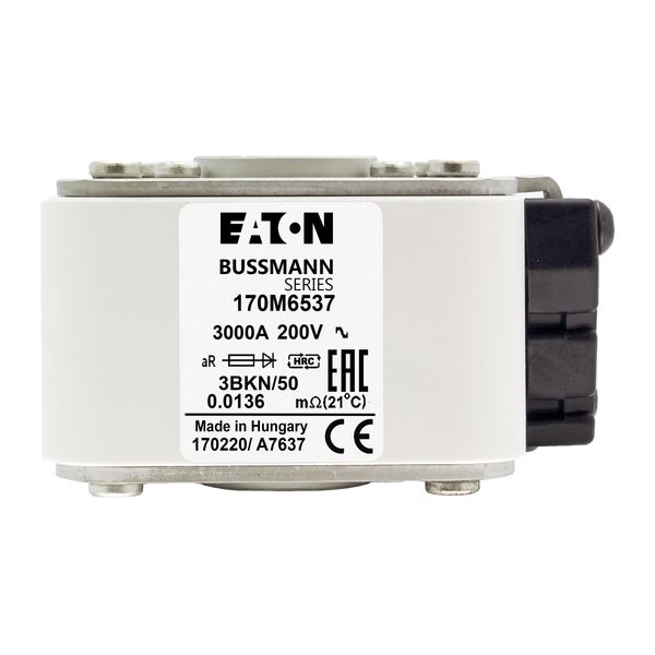 Fuse-link, high speed, 3000 A, AC 200 V, size 3, 76 x 92 x 50 mm, aR, IEC, single indicator image 13