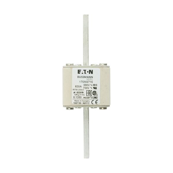 Fuse-link, high speed, 630 A, AC 690 V, size 1, 53 x 69 x 136 mm, aR, IEC, UL, no indicator, 115 mm centers image 5