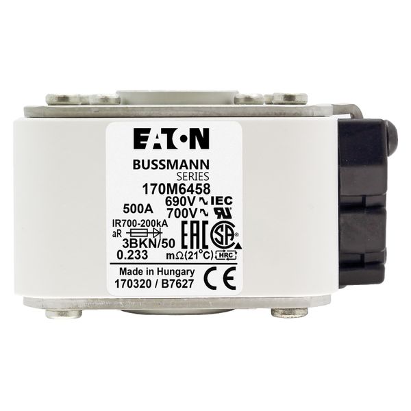 Fuse-link, high speed, 500 A, AC 690 V, size 3, aR, IEC, UL, type K indicator image 9