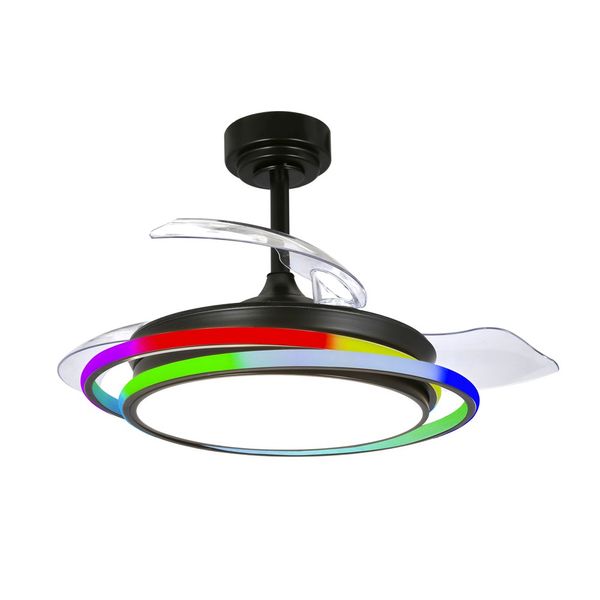 Antila Mini LED Ceiling Fan 45W 4500Lm CCT Dim RGB Black image 1