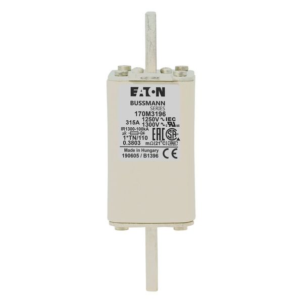 Fuse-link, high speed, 315 A, AC 1250 V, compact size 1, 45 x 58 x 138 mm, aR, DIN, IEC, type T indicator image 5