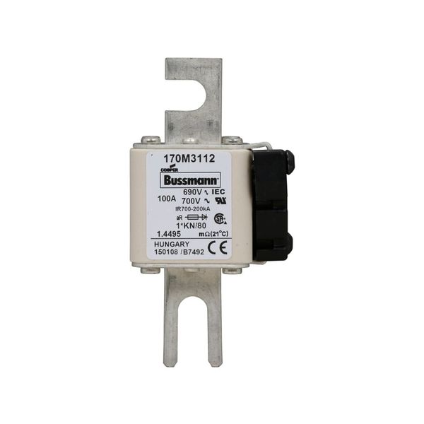 Fuse-link, high speed, 100 A, AC 690 V, compact DIN 1, 45 x 59 x 104 mm, aR, DIN, IEC, single indicator image 6