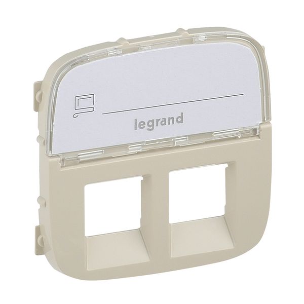 Cover plate Valena Allure - double RJ 45/RJ 11 socket - with label holder -ivory image 1