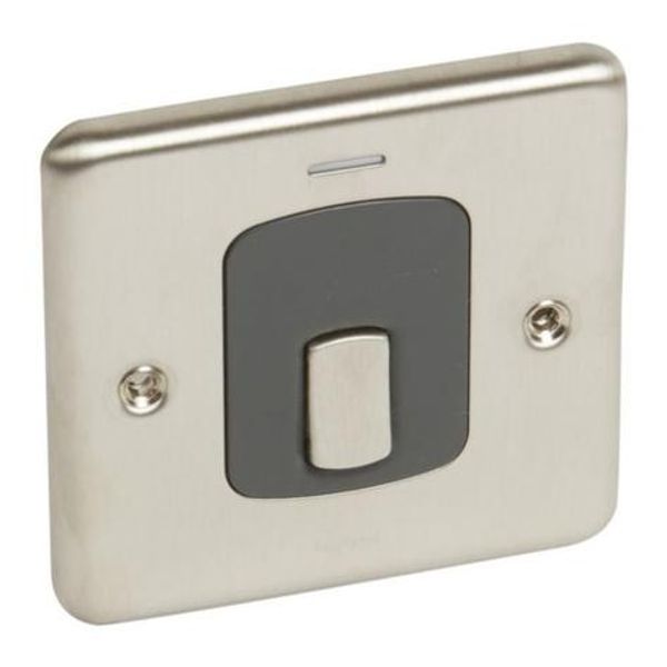 Synergy Authentic Double Pole switch with blue led power indicator -20A - Brushed Stainless Steel image 1