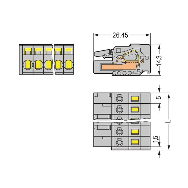 1-conductor female connector CAGE CLAMP® 2.5 mm² gray image 2