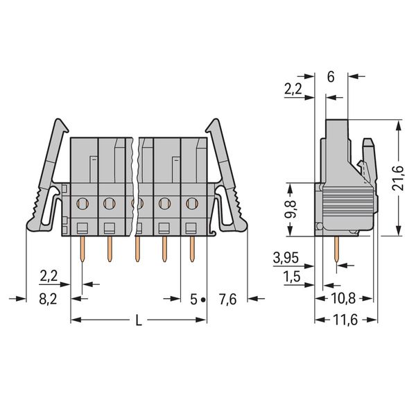 THT female header straight Pin spacing 5 mm gray image 4