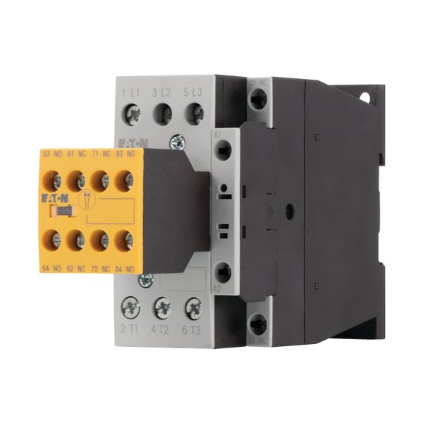 Safety contactor, 380 V 400 V: 15 kW, 2 N/O, 3 NC, RDC 24: 24 - 27 V DC, DC operation, Screw terminals, with mirror contact. image 6
