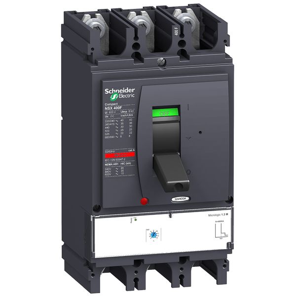 circuit breaker ComPact NSX400H, 70 kA at 415 VAC, MicroLogic 1.3 M trip unit 320 A, 3 poles 3d image 3