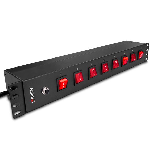 1.5U 8 Way Schuko Sockets, Horizontal Rack 19'' PDU with switches Provides max. 3500W to 8 devices image 1