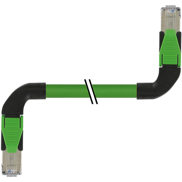 RJ45 90° left/RJ45 90° left PUR 1x4xAWG22 shielded gn+dragch 2m image 1