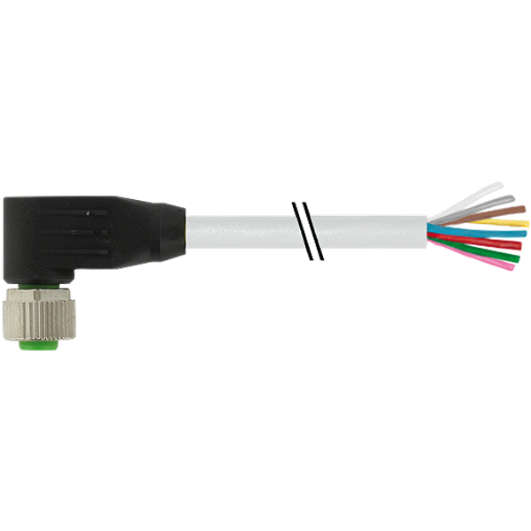 M12 female 90° A-cod. with cable PUR 8x0.25 gy UL/CSA+drag ch. 9.5m image 1