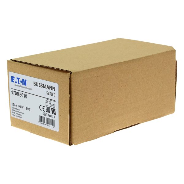 Fuse-link, high speed, 630 A, AC 690 V, DIN 3, 76 x 76 x 109 mm, aR, DIN, IEC, single indicator image 13