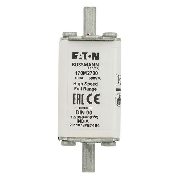 Fuse-link, high speed, 100 A, AC 690 V, DIN 00, 30 x 60 x 79 mm, gR, DIN, IEC, single indicator image 8