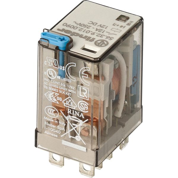 Miniature power Rel. 2CO 12A/12VDC/Agni/Test button/LED/diode (56.32.9.012.0090) image 3