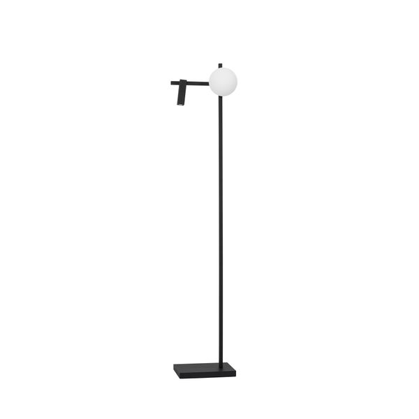 Sandy Black Metal & Aluminium   White Opal Glass  Switch On/Off  LED 6 Watt 450Lm   Samsung 1x3 Watt 200Lm   230 Volt 3200K IP20  Cable Length: 170 cm  L: 26.5 W: 16.5 H: 150 cm Adjustable image 1