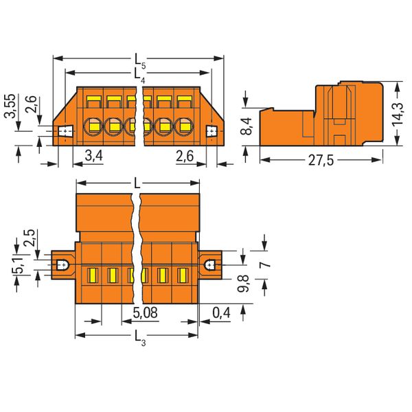 1-conductor male connector CAGE CLAMP® 2.5 mm² orange image 4