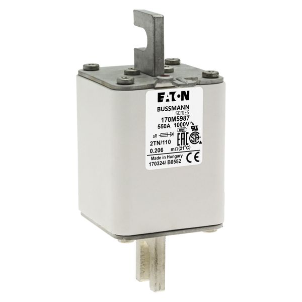 Fuse-link, high speed, 550 A, AC 1000 V, DIN 2, 59 x 75 x 138 mm, aR, DIN, IEC, single indicator image 18