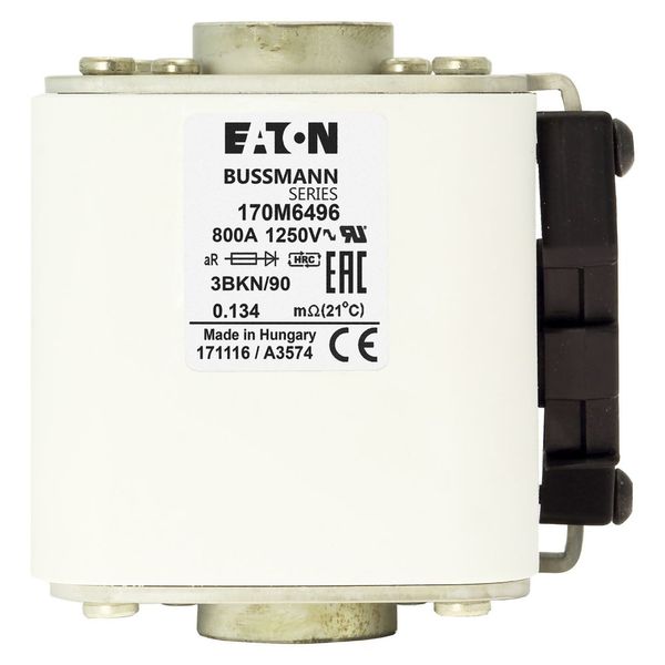 Fuse-link, high speed, 800 A, AC 1250 V, size 3, 76 x 92 x 91 mm, aR, IEC, UL, type K indicator, flush end, M12 image 7