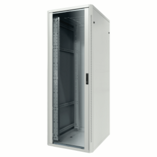 19'' FLOOR RACK CABINET - METAL - TRANSPARENT DOOR - 4 POSTS - 24U - 800X1185X800 - RAL 7035 GREY image 1