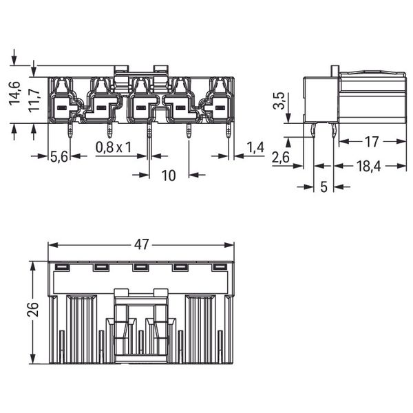 Plug for PCBs angled 5-pole pink image 3