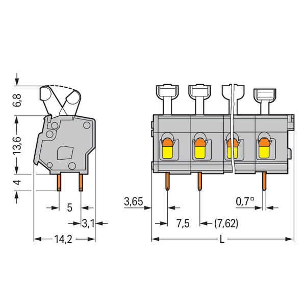 PCB terminal block push-button 2.5 mm² gray image 4