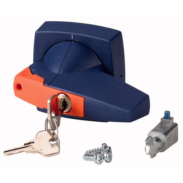 Rotary handle, 6mm, door installation, blue, cylinder lock image 1