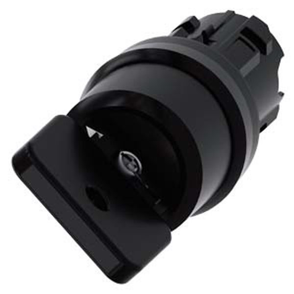 3SU1000-4HF01-0AA0-Z X90 Key-operated switch O.M.R, 22 mm, round, plastic, lock number 73034, black, with 2 keys, 2 switch positions O-I, latching, actuating angle 90°, 10:30h/13:30h, image 1