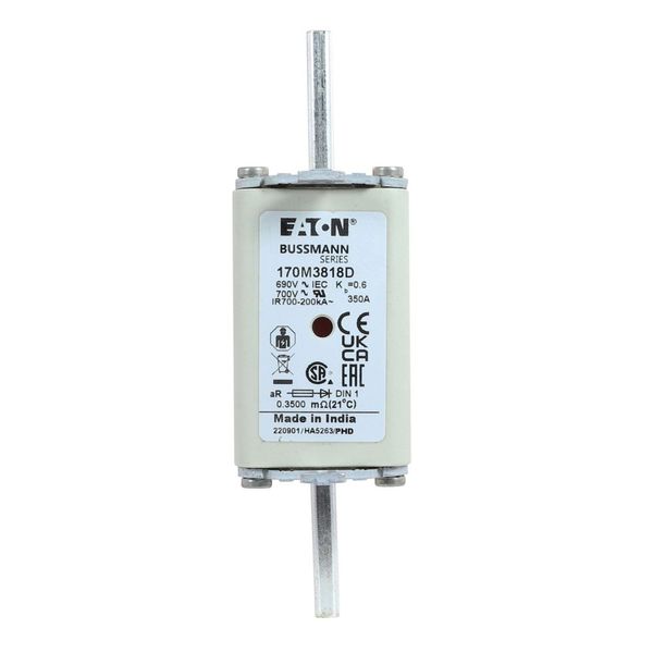 Fuse-link, high speed, 350 A, AC 690 V, DIN 1, aR, DIN, IEC, dual indicator, live gripping lugs image 18