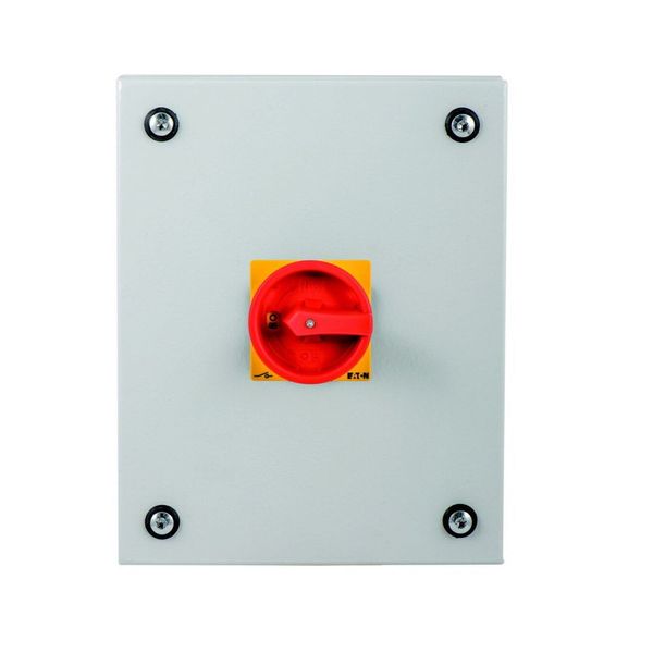 Main switch, T3, 32 A, surface mounting, 3 contact unit(s), 6 pole, Emergency switching off function, With red rotary handle and yellow locking ring, image 13