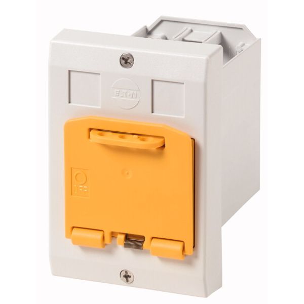 Insulated enclosure, E-PKZ0, H x W x D = 129 x 90 x 128 mm, flush-mounted, + VHI, + yellow padlock device image 1