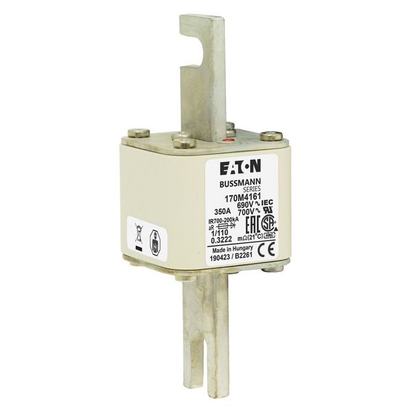 Fuse-link, high speed, 350 A, AC 690 V, DIN 1, 53 x 66 x 138 mm, aR, DIN, IEC, single indicator image 16