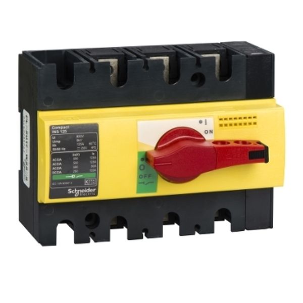 switch disconnector, Compact INS125 , 125 A, with red rotary handle and yellow front, 3 poles image 3