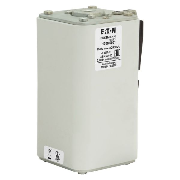 Fuse-link, high speed, 450 A, AC 2000 V, size 3, 74 x 96 x 143 mm, aR, IEC, single indicator image 9