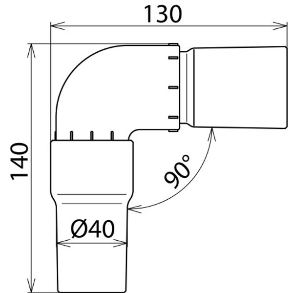 Angled intake tube 90°, D=40/L=120mm for MS dry cleaning set -36kV image 2