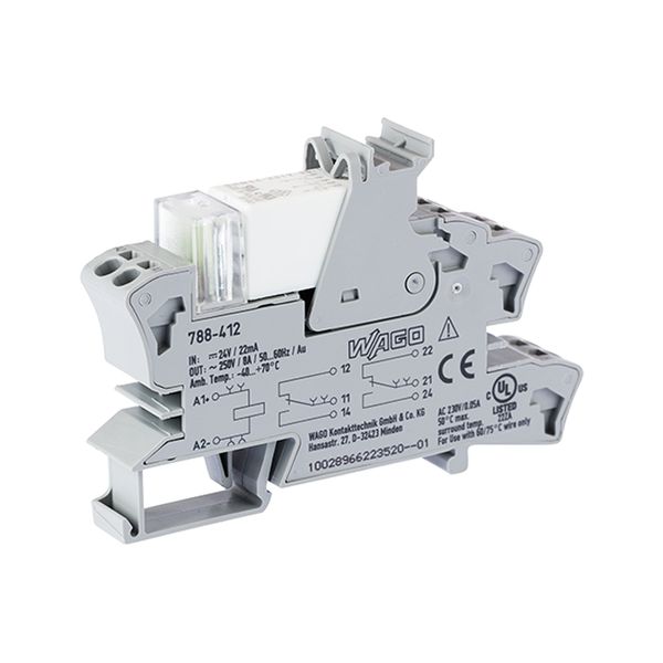 Relay module Nominal input voltage: 24 VDC 2 changeover contacts gray image 3