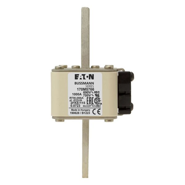 Fuse-link, high speed, 1000 A, AC 690 V, size 2, 61 x 77 x 135 mm, aR, IEC, UL, single indicator image 6