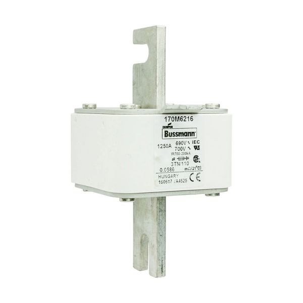 Fuse-link, high speed, 1250 A, AC 690 V, DIN 3, 76 x 90 x 139 mm, aR, DIN, IEC, type T indicator image 11