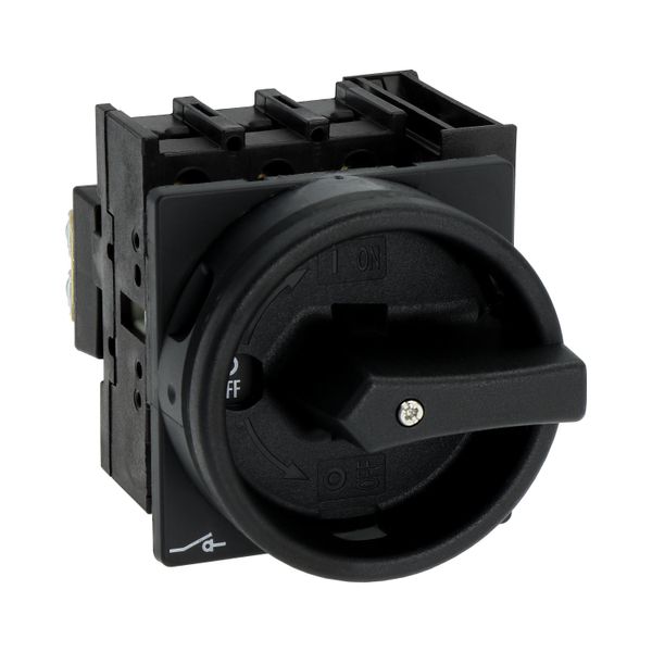 Main switch, P1, 25 A, flush mounting, 3 pole, 1 N/O, 1 N/C, STOP function, With black rotary handle and locking ring, Lockable in the 0 (Off) positio image 17