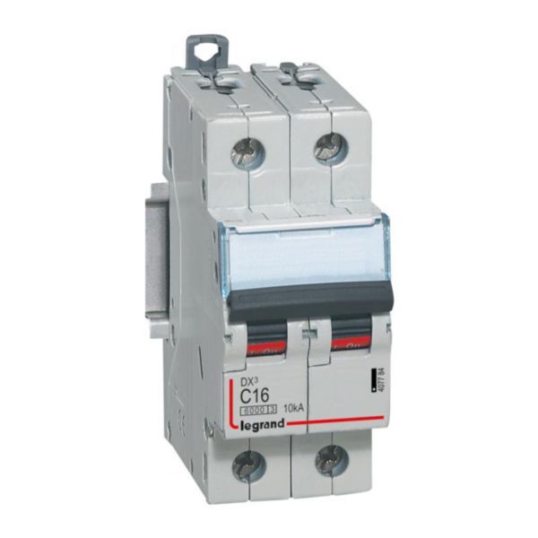 DX³6000 10kA high inlet and low outlet 2P screw circuit breaker 230V~ to 400V~ - 16A - curve C - 2 modules image 1