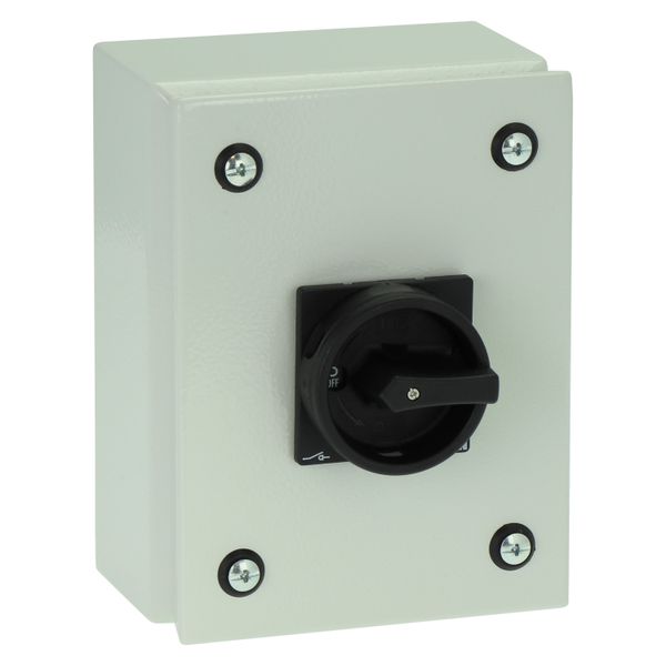 Main switch, P1, 40 A, surface mounting, 3 pole, 1 N/O, 1 N/C, STOP function, With black rotary handle and locking ring, Lockable in the 0 (Off) posit image 10